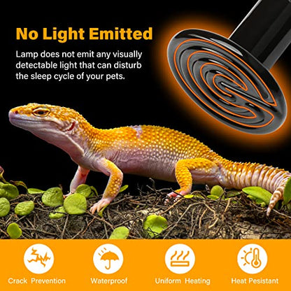 HealSmart Reptile Heat Lamp 150W Ceramic Heat Emitter, No Light Emitting Heat Bulbs for Amphibian Pet Brooder Coop Incubating Chicken, Lizard Bearded Dragon Turtle Snake Terrarium, 4-Pack - size: 150W, style: 4 Pack
