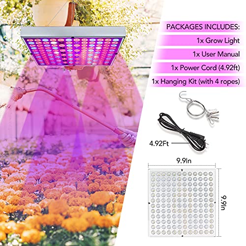 LED Grow Lights for Indoor Plants, Panel Plant Light Full Spectrum with IR & UV Bulbs for Seedlings,Micro Greens,Clones,Succulents (Size:9.9x9.9inches) - size: 9.9 x 9.9 inches