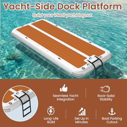 15'x6.5' Floating Inflatable Dock with 5mm EVA Anti-Slip Mat, Quick Inflation/Deflation, Supports Up to 15 People, Ideal for Lakes, Pools, and Oceans
