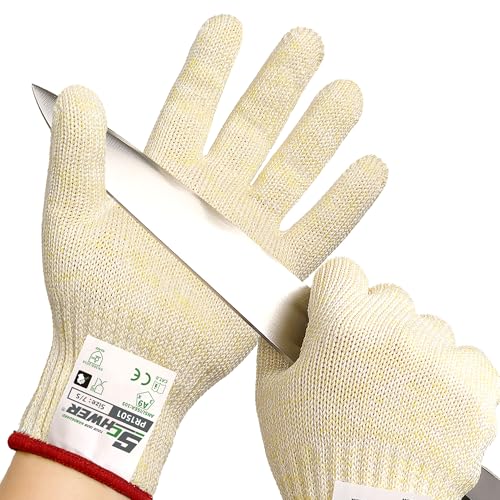 Schwer SlicePro ANSI A9 Cut Resistant Gloves, Food Grade, PR1501, S | Non PFAS, No Glass Fiber, for Kitchen Food Prep, Mandolin Slicing, Meat Cutting, Oyster Shucking, Fish Fillet Processing - color: Beige-a9, size: Small