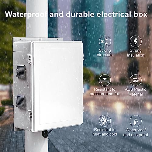 Namunanee Outdoor Electrical Junction Box, ABS Water Resistant Enclosure with Internal Mounting Panel & Hinged Cover, 16.1" H* 12.2" L* 5.9" W - size: 18.1"H x 12.6"L x 6.4"W & Standard