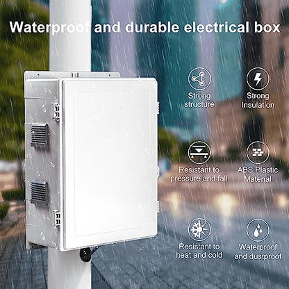 Namunanee Outdoor Electrical Junction Box, ABS Water Resistant Enclosure with Internal Mounting Panel & Hinged Cover, 16.1" H* 12.2" L* 5.9" W - size: 18.1"H x 12.6"L x 6.4"W & Standard