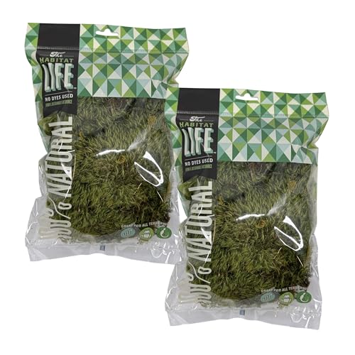 Mood Moss for Terrarium Habitats, Small 2-Pack | Preserved Moss for Reptiles, Amphibians & Invertebrates Terrariums, Humidity Control, Soft, Dye-Free, Family Owned, USA Made - size: Small 2-pack, style: Mood Moss