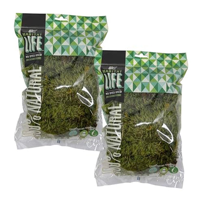 Mood Moss for Terrarium Habitats, Small 2-Pack | Preserved Moss for Reptiles, Amphibians & Invertebrates Terrariums, Humidity Control, Soft, Dye-Free, Family Owned, USA Made - size: Small 2-pack, style: Mood Moss