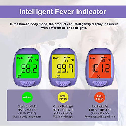 Digital Non-Contact Infrared Forehead Thermometer for Adults & Kids, Accurate Instant Reading, Dual Mode Body & Surface ˚C / ˚F, Intelligent Temperature/Fever Alert, Batteries Included