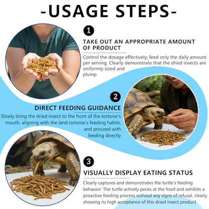 Dried Mealworms for Turtles & Reptiles, 4oz Canister - High Protein Turtle Food, Reptile Treats & Bearded Dragon Food - Natural Feeder Insects for Turtles, Lizards & Monitor, Frog, Chickens