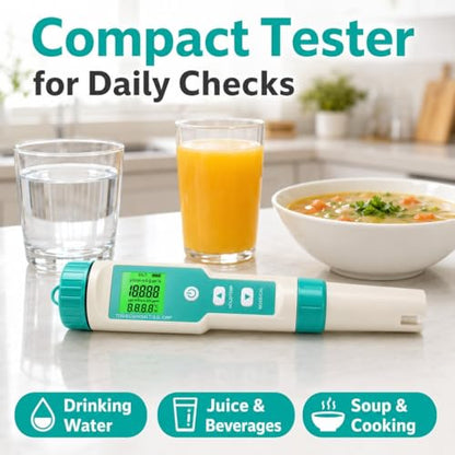 7 in 1 Water Quality Tester, Digital pH Meter TDS EC ORP Salinity S.G Temperature Meter, Pen Type Multi-Parameter Water Test Kit with Backlit LCD for Drinking Water Pool Aquarium Hydroponic Cooking