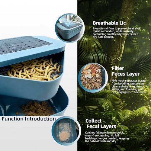 Mealworm Breeding Kit, Live Feeder Worm Farm for Reptiles, Bearded Dragons, Leopard Geckos, Birds & Chickens (M) - size: M