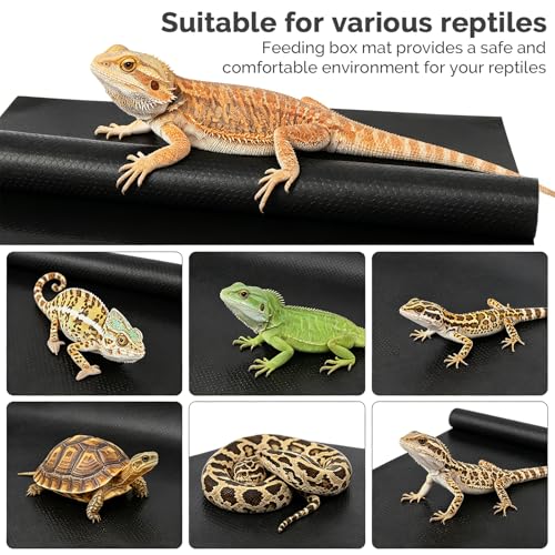 2 Pcs Reptile Carpet Bedding, 35.4×15.7" Bearded Dragon Tank Accessories with 16 Pcs Anti-Slip Pads, Leopard Gecko Tank Liner Mat for Bearded Dragons, Lizards, Geckos, Snakes & All Reptiles