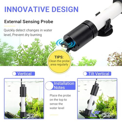 hygger ECO Precise Aquarium Submersible Heater, 300W for 40-60 Gallon Fish Tank Heater with Digital Display Adjustable Controller for Saltwater Freshwater - size: 300W for 40-60 Gallon