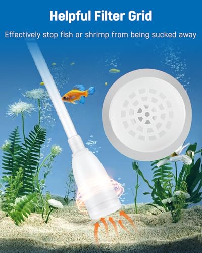 Pawfly Aquarium Water Changer Aquarium Siphon Vacuum Cleaner for 20-40 Gallon Fish Tank, Vacuum Gravel Cleaner with 4.4" Long Hose Manual Aquarium Cleaning Tools for Water Changing and Maintenance
