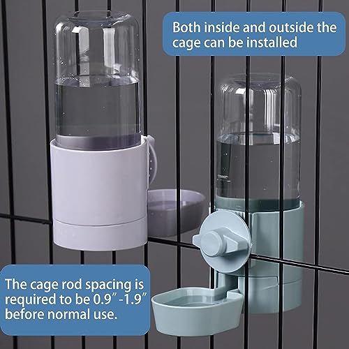 kathson 2Pcs Rabbit Water Bottle 17 OZ Bunny Hanging Water Fountain Automatic Guinea Pig Water Dispenser No Leak Drinking Feeder for Bunny Chinchilla Hamsters Cat Dog Small Animals(Blue)