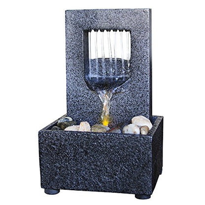 Nature's Mark Raining Spout LED Relaxation Water Fountain with Authentic River Rocks