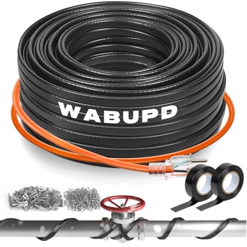 3FT-200FT Heat Tape for Water Pipes, -40°F Deicing Pipe Heat Cable,Electric Heating Cable Pipe,Frezze Protection for Heat Trace Cable for Metal, Plastic Home Pipes,Gutter,120V 5W/ft（100FT） - size: 100FT