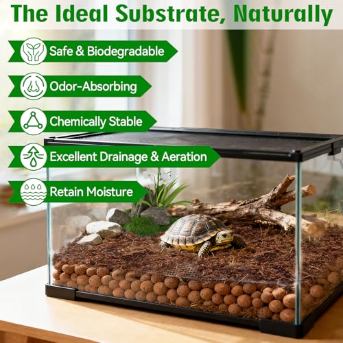 Halatool 8QT Leca Clay Balls Terrarium Substrate for Reptile | Organic Expanded Clay Pebbles for Moisture Retention & Drainage Layer, Lightweight & Reusable for Geckos, Tortoises & Frogs - size: 8QT