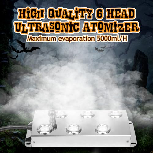 Ultrasonic Mist Maker Fogger 6 Head(5000ml/H),110V 350W Power Water Proof Ultrasonic Mister,Ultrasonic Fogger Humidifier with Float,for Vegetable Preservation,Landscape,Halloween Atmosphere - size: 6 HEAD