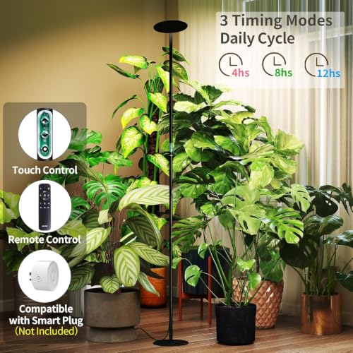 Grow Lights, 85" Full Spectrum Plant Light for Indoor Plants, 4/8/12H Timer, 40W Grow Lamp, 10 Dimmable Brightness, Height Adjustable, Ideal for Large Tall Plants - color: 2300-6500K, 4/8/12 Timer, Remote