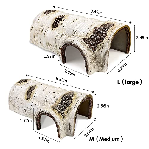 Reptile Hide Caves Simulation Tree Hideout Snake Hide - Medium | Leopard Gecko Terrarium Plastic Plant Leaves Ornament Habitat Shelter Decor for Lizard Hermit Crab Spider Frog Amphibians