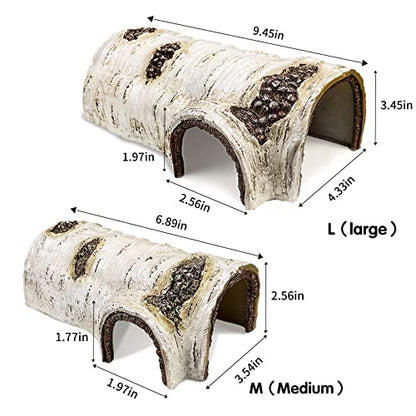 Reptile Hide Caves Simulation Tree Hideout Snake Hide - Large | Leopard Gecko Terrarium Plastic Plant Leaves Ornament Habitat Shelter Decor for Lizard Hermit Crab Spider Frog Amphibians