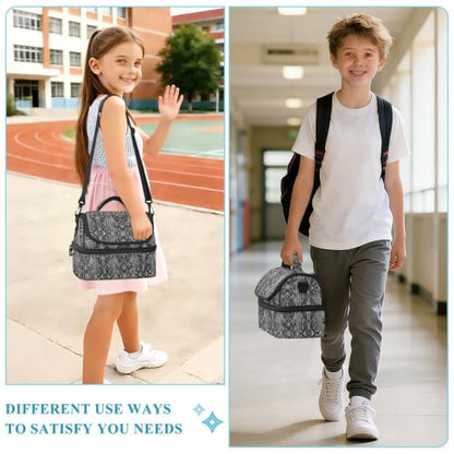 Emelivor Snake Scale Insulated Lunch Bag Container Tote for Student | 8L Double Deck,Large Lunch Box with Shoulder Strap,Thermal Meal Prep Cooler,Suitable for School Work Picnic Office Travel