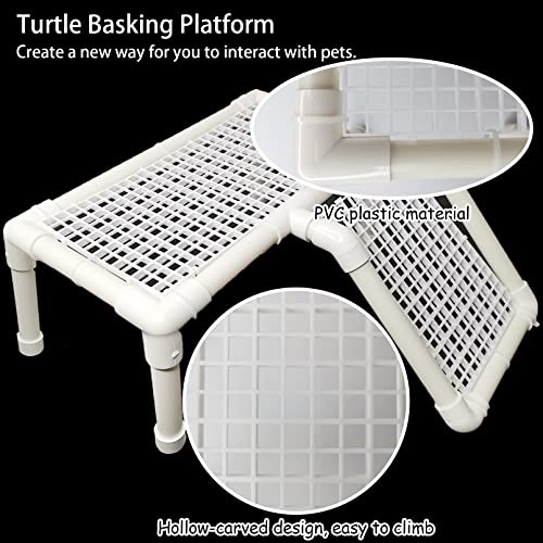 Fhiny Turtle Basking Platform, Tortoise Dock Plastic Resting Terrace Climbing Ramp Reptiles Habitat Terrarium Accessories Decor for Newts Lizard Gecko Hermit Crab - style: Basking Platform A