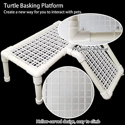 Fhiny Turtle Basking Platform, Tortoise Dock Plastic Resting Terrace Climbing Ramp Reptiles Habitat Terrarium Accessories Decor for Newts Lizard Gecko Hermit Crab - style: Basking Platform A