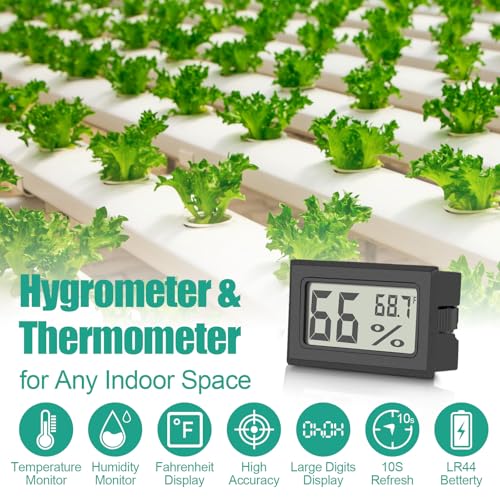 Vaikby 6-Pack Mini Digital Thermometer Hygrometer, Indoor Humidity Monitor, Temperature Humidity Gauge Meter with Fahrenheit (℉) for Greenhouse, Garden, Cellar, Closet, Fridge