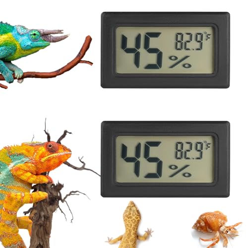 Reptile Thermometer and Humidity Gauge Digtal Terrarium Thermometer 2pc | RectangleBearded Dragon Cage Accessories Reptile Temp and Humidity Gauge for Leopard Gecko Hermit Crab Gecko Lizard Etc - size: rectangle