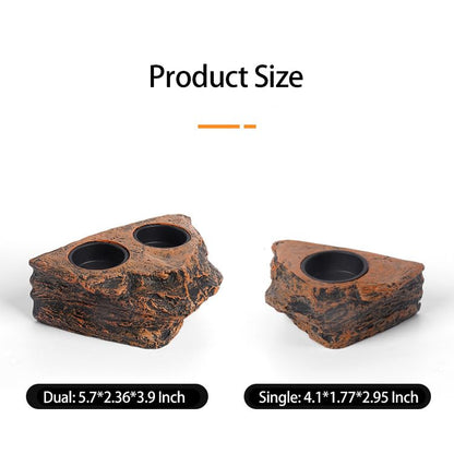 Reptile Magnetic Feeder Ledge, Reptile Food and Water Dish with 2PCS Bowls Feeding Cups for Lizards, Crested Gecko, Lizards and Chameleons Pets, Easy Install Terrarium Tank Accessory (Dual Feeder)