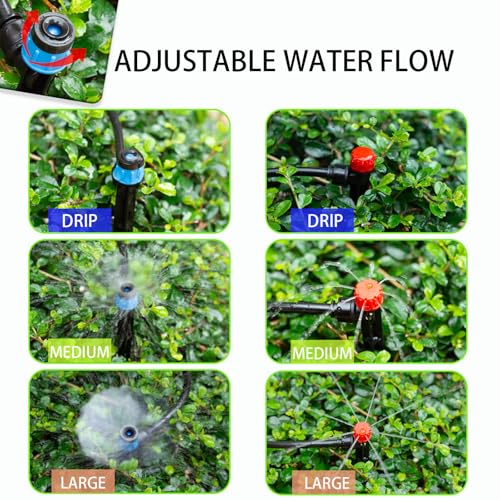 250ft Drip Irrigation Kit, Quick-Connect Plant Watering System for Greenhouse, Automatic Sprinkler System for Yard,Garden Watering Misting with Irrigation Tubing Adjustable Emitter Ground Stake