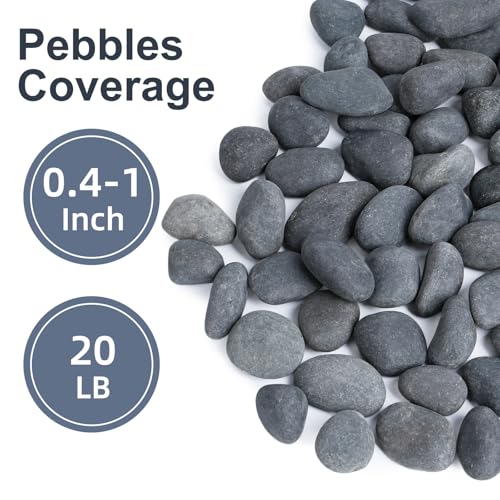 Pulovin 20 lbs River Rocks for Landscaping, 0.4-1 inch Natural Rocks for Aquarium, Fish Tank, Decorative Garden Stones for Plants, Flower Pots, Vase, Walkways - size: 0.4-1 Inch