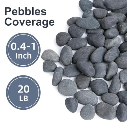 Pulovin 20 lbs River Rocks for Landscaping, 0.4-1 inch Natural Rocks for Aquarium, Fish Tank, Decorative Garden Stones for Plants, Flower Pots, Vase, Walkways - size: 0.4-1 Inch