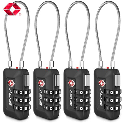TSA Accepted Luggage Travel Lock, Set-Your-Own Combination Lock for School Gym Locker, Luggage Suitcase Baggage Locks, Filing Cabinets, Toolbox, Case (Black, 4 Pack) - color: Black 4-Pack