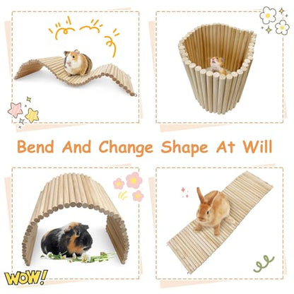 Hamiledyi Large Wooden Bridge Hamster Ladder House for Small Animals, Tunnel, Ladder, Chew Toys for Hamster Bunny Guinea Pigs Rats Chinchilla (26.4"7.9") - size: L