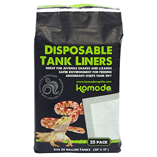 Komodo Reptile Terrarium Repti-Pads 30" X 12" Disposable Tank Liners | Absorbant - Keeps Tank Dry | Fits 20 Gallon Aquarium Habitat, 25 Pack - size: 20 Gallon(30" x 12")