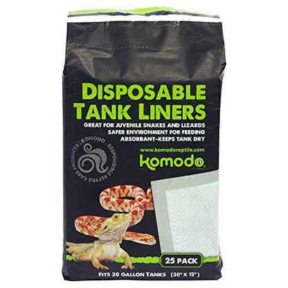 Komodo Reptile Terrarium Repti-Pads 30" X 12" Disposable Tank Liners | Absorbant - Keeps Tank Dry | Fits 20 Gallon Aquarium Habitat, 25 Pack - size: 20 Gallon(30" x 12")