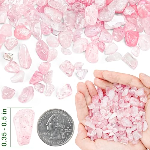 1.5LB Rose Quartz Crystals,Rose Quartz Chips Bulk for Aquarium Fish Tank Vase Filler DIY Crafts Indoor Plant Pot - color: Pink, size: 1.5lb