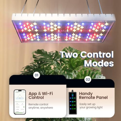 MetryGrow Grow Lights for Indoor Plants, [Smart APP & Expansive 2x2 Ft Coverage] Genuine 48Watt LED Full Spectrum Hanging Growing Plant Lamps, 8-Level Brightness（Hanging Use） - size: 48W(Hanging Use)
