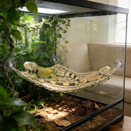Reptile Hammock with Rope Breathable Pet Supplies | Lizard Hammock Reptile Climbing Accessories for Bearded Dragon Spider Home Cage Enclosure Terrarium Tank Exercise - color: 27x20cm