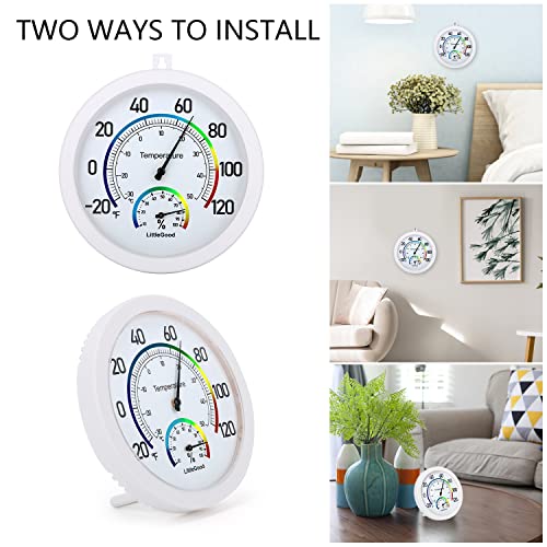 6" Thermometer Indoor with Humidity Gauge - Wall Thermometer/Hygrometer for Home Decorative, Updated Analog Dial Temperature Humidity Monitor for Room Temp