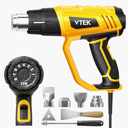 Heat Gun 1800W Hot Air Gun140℉-1202℉ Fast Heating Variable Temperature Control with 4 Nozzles for Shrinking PVC,Stripping Paint,Vinyl Wrap