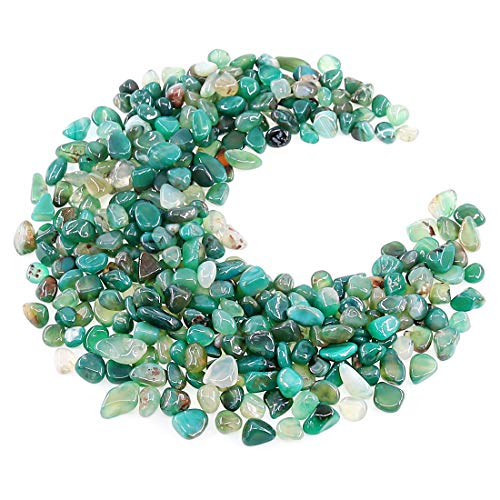 Hilitchi Green Agate Stone Tumbled Stones for Plants Cacti & Succulents Bedding, Vase Filler, Landscape Bottom Decoration (About 1lb(455g)/Bag) - color: Green Agate, size: 9-14mm (0.35"-0.55")