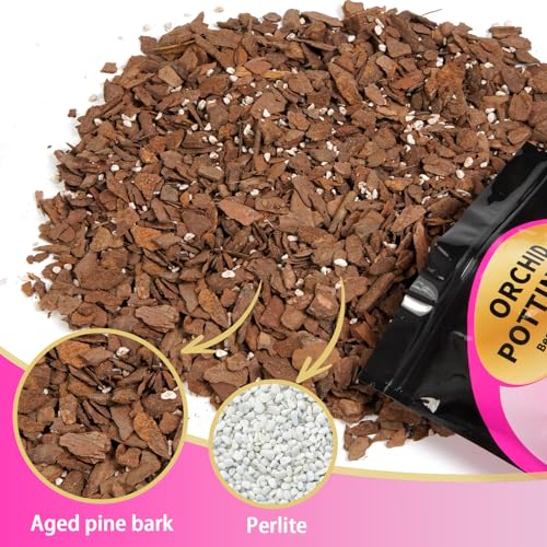 Orchid Potting Mix 1qt，Orchid Soil Composed of Orchid Bark and Perlite，Premium Orchid Medium for Potting, Repotting, Enhanced Drainage, Air Flow & Root Ventilation - color: Orchid Soil, size: 1qt