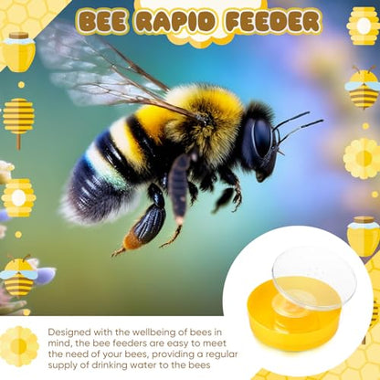 4 Pcs Bee Rapid Feeders Round Hive Top Water Feeder Plastic Drinking Bowl Beehive Feeder for 8 or 10 Frame Bee Hives Bee Drinking Equipment Beekeeping Supplies, Yellow