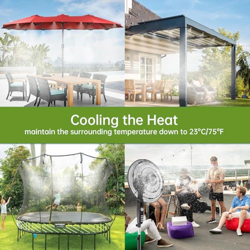 Funpynani 30FT Outdoor Misting Cooling System‌ - Patio Garden Kit with ‌Brass Nozzles & UV Tubing‌, DIY Install for ‌Pool, BBQ, Greenhouse‌, Water-Saving High Pressure Cooler - size: 30FT
