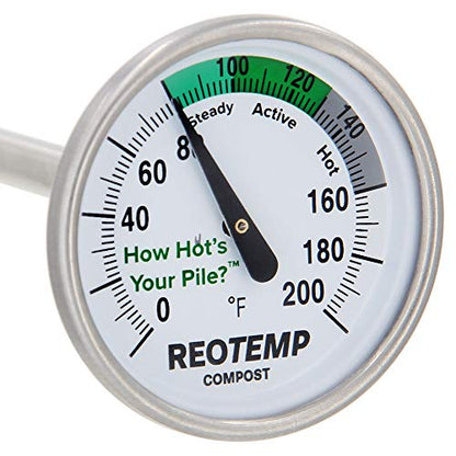 16 Inch Fahrenheit Backyard Compost Thermometer with Digital Composting Guide
