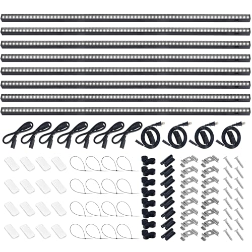 Barrina T5 Plant Lights, 3FT 128W (8 X 16W), 5000K, 8 Packs, Black Cover | Full Spectrum, Led Grow Light with Magnetic Design, Separate On/Off, Grow Light Strip for Seedlings, Linkable, Plug and Play - color: White, size: 3FT-Black Cover