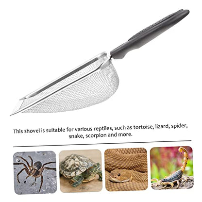 BESPORTBLE Stainless Steel Reptile Sand Shovel PET Manure Residue Cleaning Tool for Turtles Lizards Snakes Easy to Use Sturdy