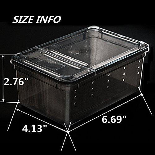 Breeding Box 5pcs, Reptile Dish Feeding Box Food Container with Lid Small (Transparent Black S)