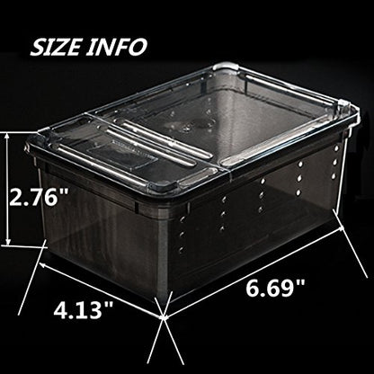 Breeding Box 5pcs, Reptile Dish Feeding Box Food Container with Lid Small (Transparent Black S)